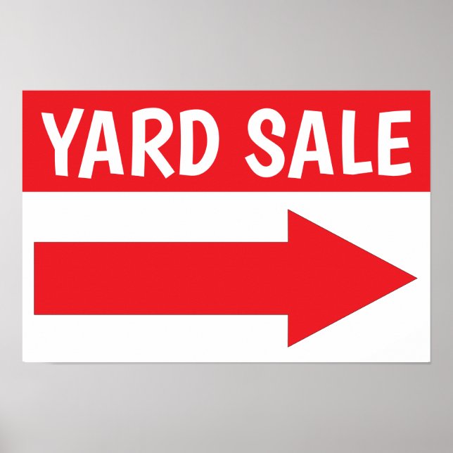 12" X 18" Yard Sale Right Arrow Paper Poster (Front)