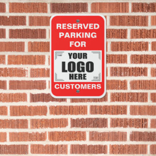 12" x 18" Your Logo Here Red Reserved Parking Metal Sign