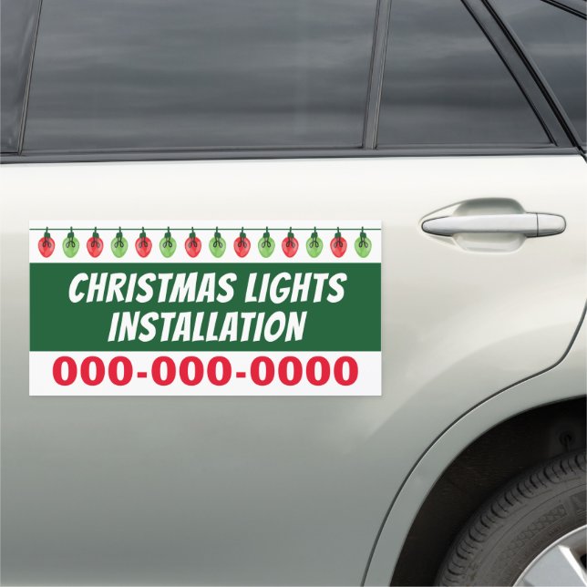 12” x 24” Christmas Lights Installation Car Magnet (In Situ)