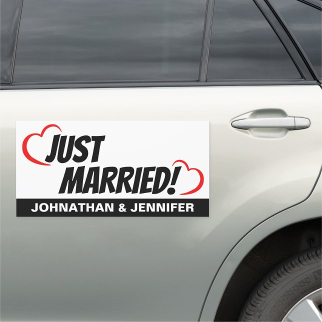 12" x 24" Just Married Car Magnet (In Situ)