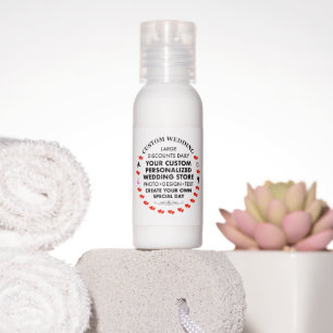 12 x Hand Lotion Bottles Custom Wedding Favors