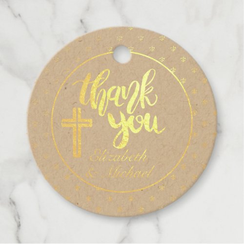 12 x Shiny REAL GOLD FOIL Thank You BAPTISM Foil Favor Tags