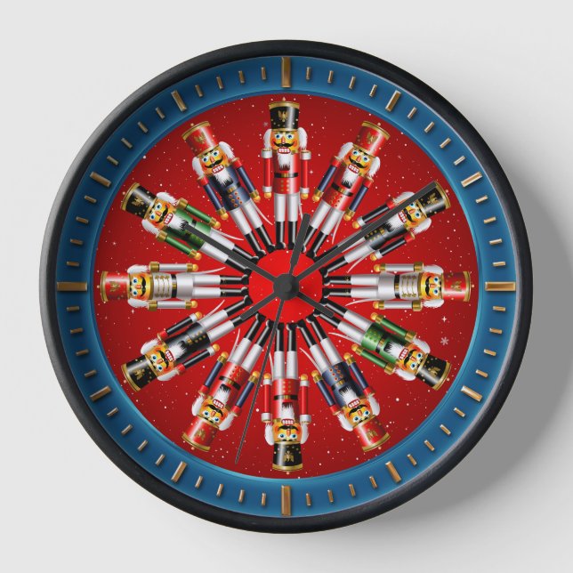 12 Xmas Nutcracker Toy Soldiers Wall Clock (Front)