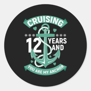 12 Year 12Th Anniversary Husband Cruise Classic Round Sticker