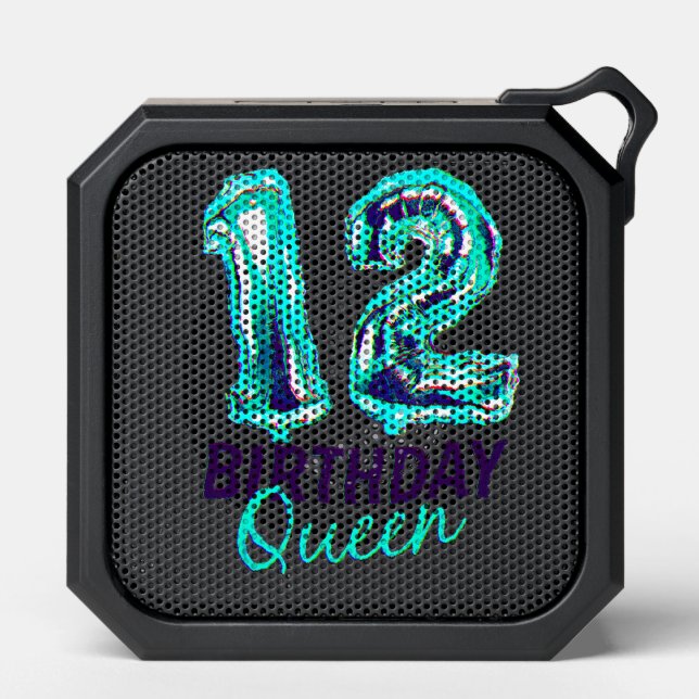 12 Year Birthday Girl Birthday Balloons Print Bluetooth Speaker (Front)