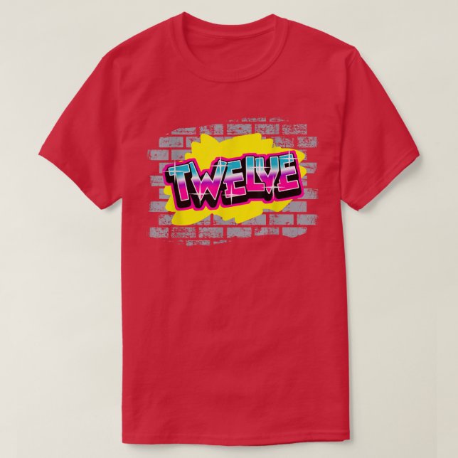 12 Year Old 12th Birthday Graffiti Air Brick Style T-Shirt (Design Front)