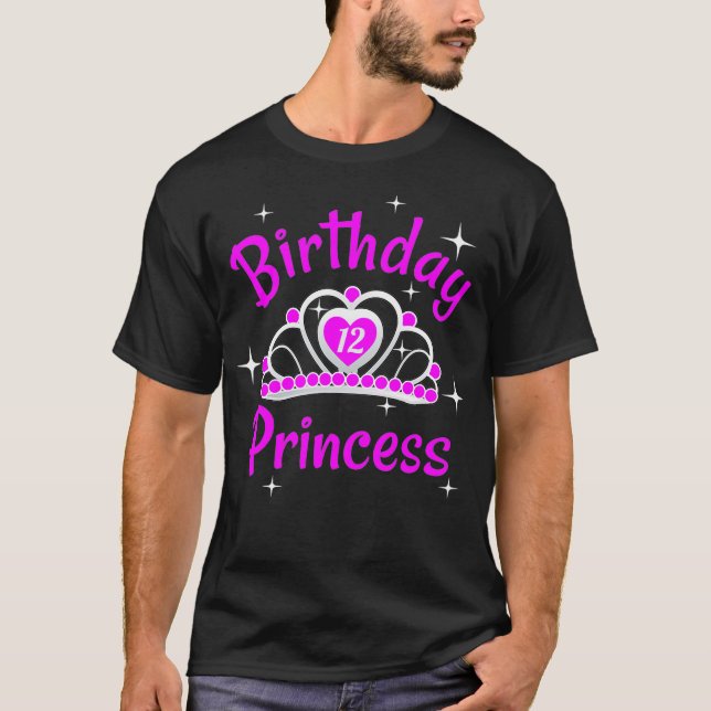 12 Year Old 12th Princess Birthday Party Sparkle T-Shirt (Front)