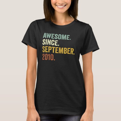 12 Year Old  Awesome Since September 2010 12th Bda T_Shirt