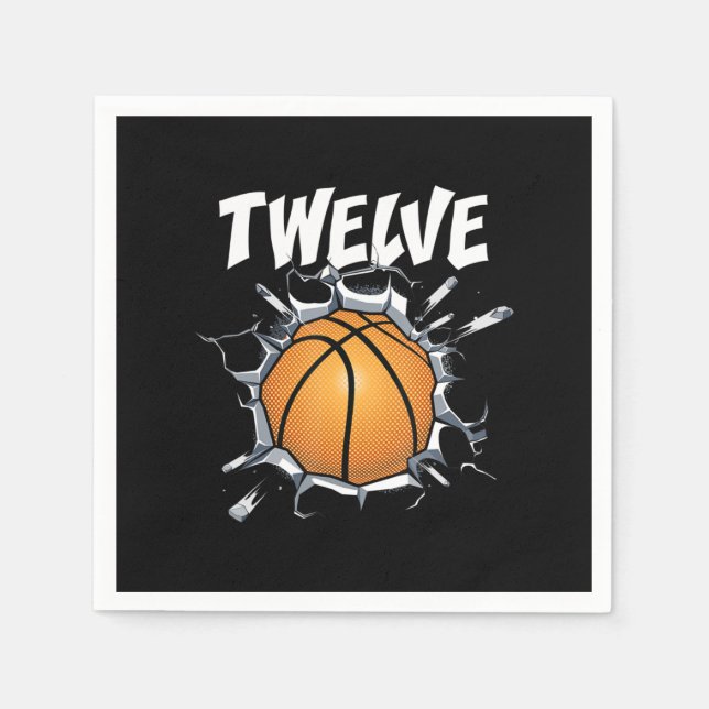 12 Year Old Basketball Birthday Party 12th Boy Napkins (Front)