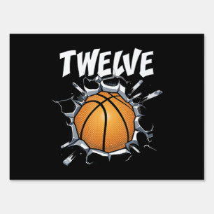 12 Year Old Basketball Birthday Party 12th Boy Sign