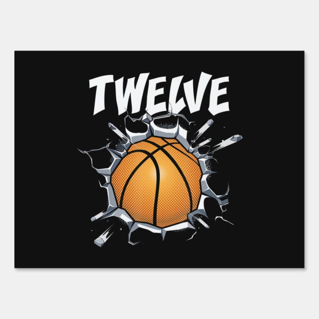 12 Year Old Basketball Birthday Party 12th Boy Sign (Front)