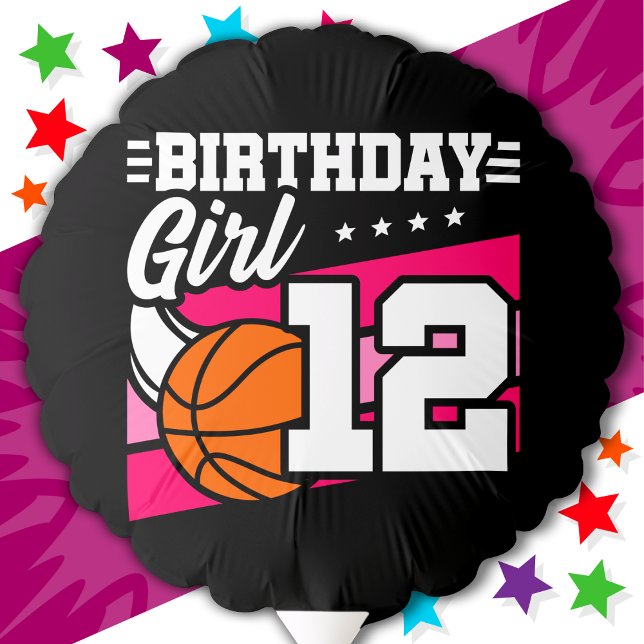 12 Year Old Basketball Party 12th Birthday Girl Balloon (Creator Uploaded)
