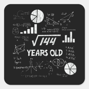 12 Year Old Bday Geeky Math 12th birthday Gift Square Sticker