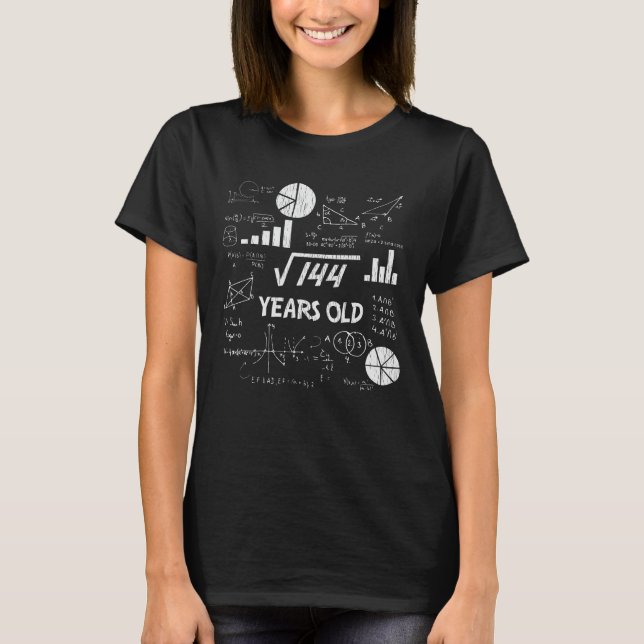 12 Year Old Bday Geeky Math 12th birthday Gift T-Shirt (Front)