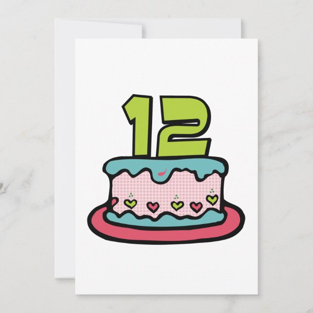 12 Year Old Birthday Cake Card (Front)