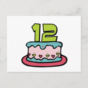 12 Year Old Birthday Cake Postcard