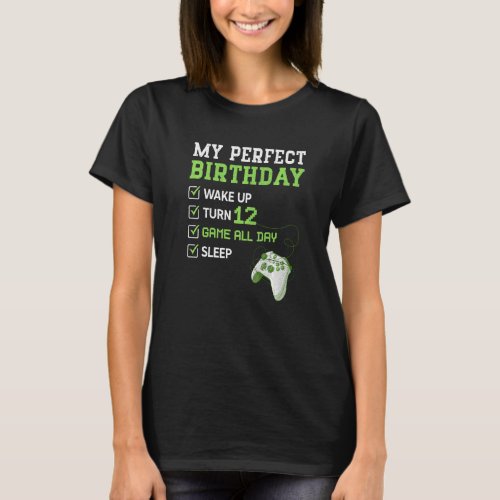 12 Year Old Boys 12th Perfect Birthday Gaming Vide T_Shirt
