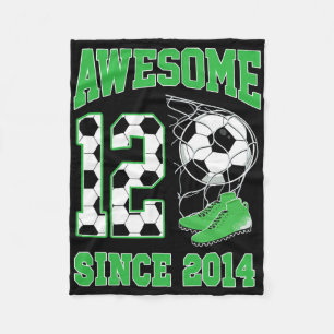 12 Year Old Boys Awesome 12 Since 2014 Soccer Birt Fleece Blanket