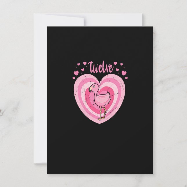 12 Year Old Cute Flamingo Birthday Girl 12th B-day Invitation (Front)