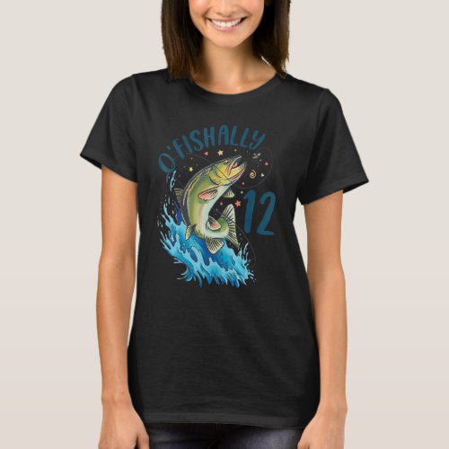 12 Year Old Fishing Birthday 12th Bass Fish Teen B T_Shirt