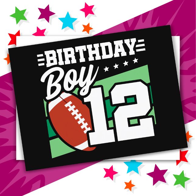 12 Year Old Football Party Theme 12th Birthday Boy Postcard (Creator Uploaded)
