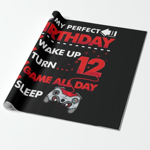 12 Year Old Gamer Boy 12nd Perfect Birthday Gaming Wrapping Paper
