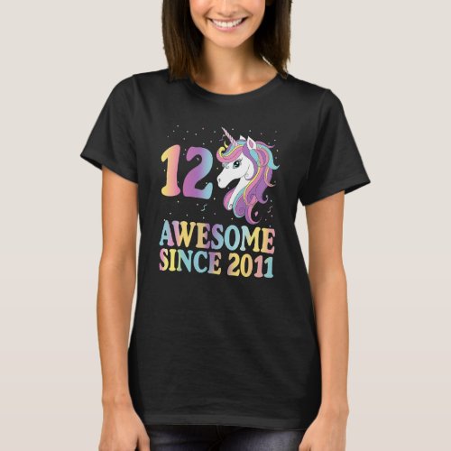 12 Year Old Gifts Girls Teens Rainbow Unicorn 12th T_Shirt