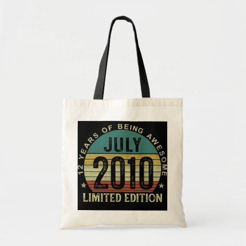 12 Year Old Gifts July 2010 Limited Edition 12th Tote Bag