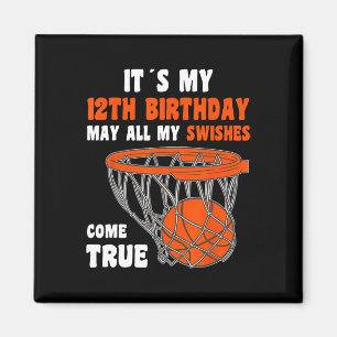12 Year Old Happy 12th Birthday Basketball 12th Bi Magnet
