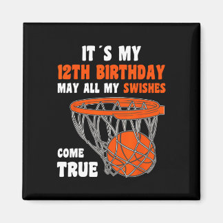 12 Year Old Happy 12th Birthday Basketball 12th Bi Magnet