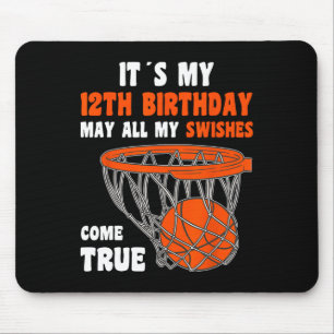 12 Year Old Happy 12th Birthday Bysketbyll 12th Bi Mouse Pad