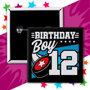12 Year Old Hockey Party Theme 12th Birthday Boy Button