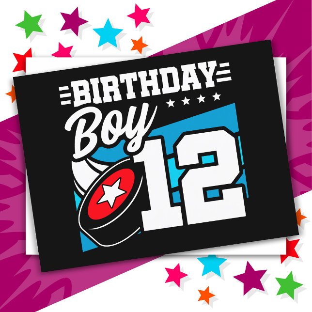 12 Year Old Hockey Party Theme 12th Birthday Boy Postcard (Creator Uploaded)