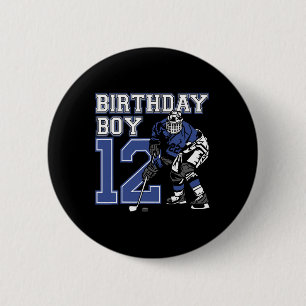 12 Year Old Ice Hockey Themed Birthday Party 12th Button