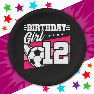 12 Year Old Soccer Football 12th Birthday Girl Paper Plates
