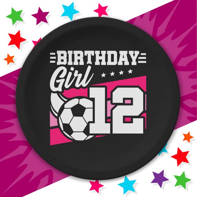 12 Year Old Soccer Football 12th Birthday Girl Paper Plates (Creator Uploaded)
