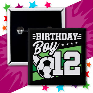 12 Year Old Soccer Football Kids 12th Birthday Boy Button