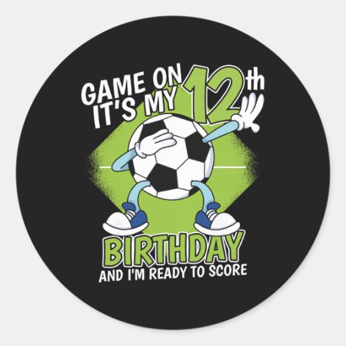 12 Year Old Soccer Player Boy 12th Birthday Soccer Classic Round Sticker