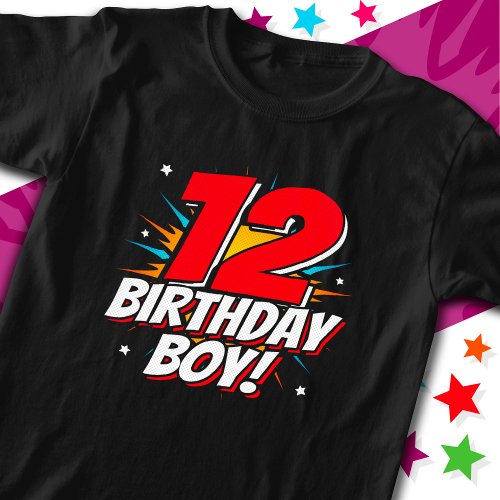 12 Year Old Superhero Birthday Boy 12th Birthday T_Shirt