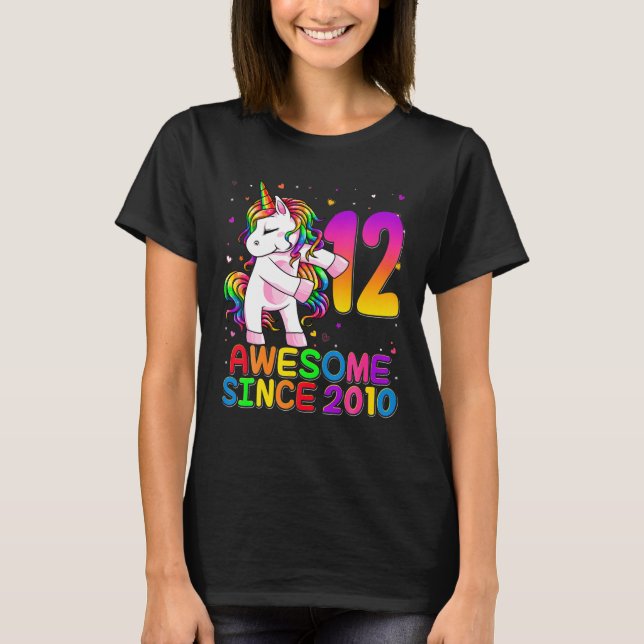 12 Year Old Unicorn Flossing 12Th Birthday Girl Un T-Shirt (Front)
