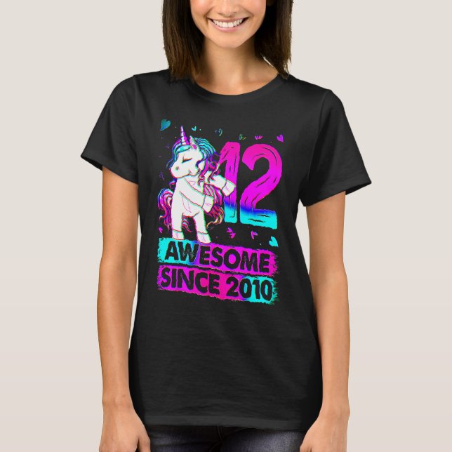 12 Year Old Unicorn Flossing 12th Birthday Unicorn T-Shirt (Front)