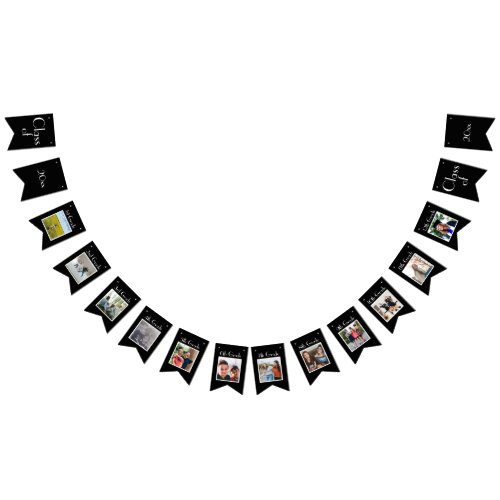 12 Year School Pictures Graduation Photo Collage Bunting Flags