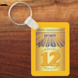 12 Year Sober Anniversary Golden Ray 12 Step Keychain