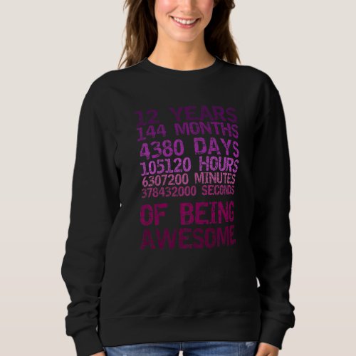 12 Years 144 Months Being Awesome Vintage Distress Sweatshirt