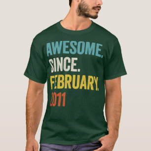 12 Years Awesome Since February 2011 12th Birthday T-Shirt
