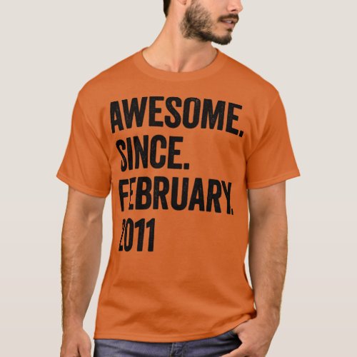 12 Years Awesome Since February 2011 12th Birthday T_Shirt