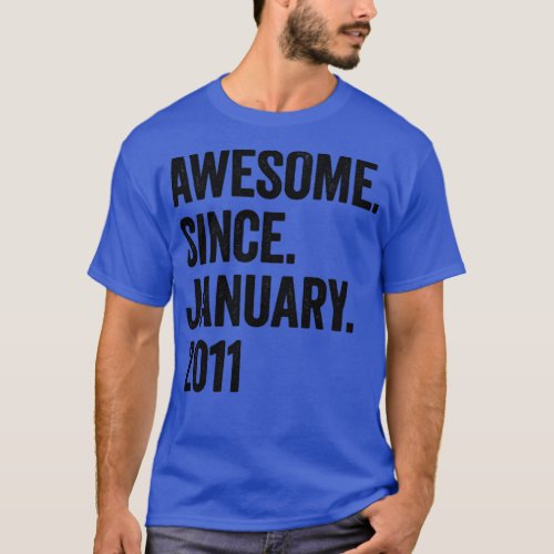 12 Years Awesome Since January 2011 12th Birthday T_Shirt