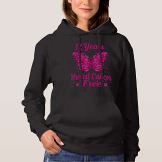 12 Years Breast Cancer Free Survivor Butterfly Hoodie
