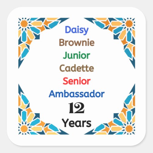 12 Years in Scouting Milestone Ambassador Grad Square Sticker