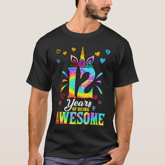 12 Years of being awesome 12nd birthday girl unico T-Shirt (Front)